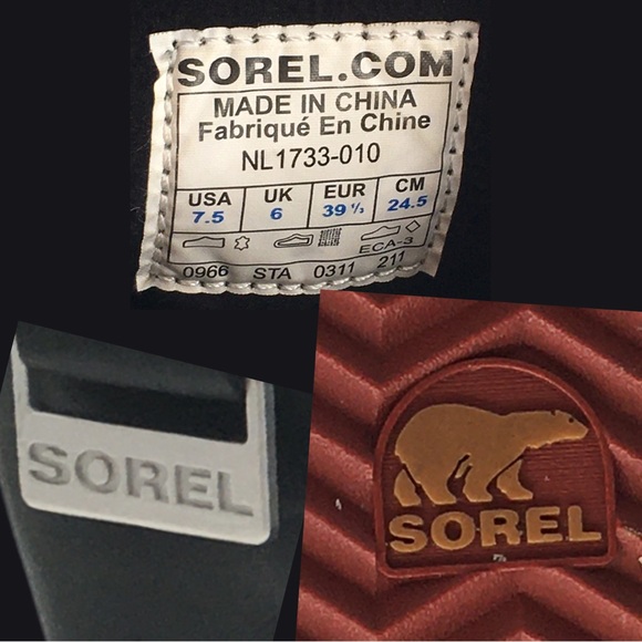 Sorel Firenzy Winter Black & Red Leather Ankle Booties Boots retro Y2K size 7.5 - Picture 15 of 16